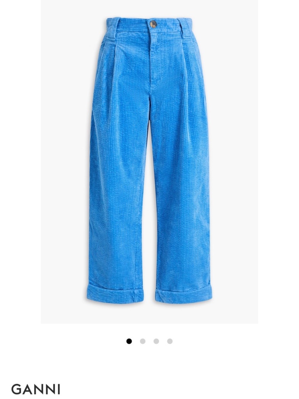Ganni Kids Bright Blue Corduroy Wide-Leg Pants